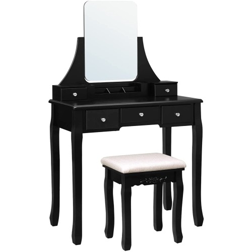 Tavolo da Trucco con Grande Specchio Senza Cornice per Il Make Up