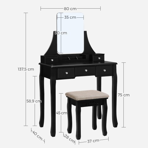 Tavolo da Trucco con Grande Specchio Senza Cornice per Il Make Up Tavolo da Trucco con Grande Specchio Senza Cornice per Il Make Up