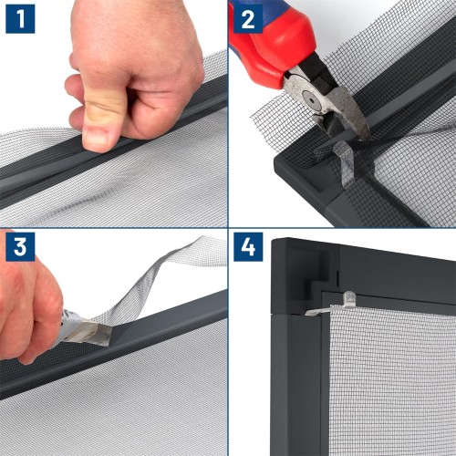 Zanzariera finestra, tenda antimosche, anti insetti, con telaio in alluminio, bianco o antracite Zanzariera finestra, tenda antimosche, anti insetti, con telaio in alluminio, bianco o antracite