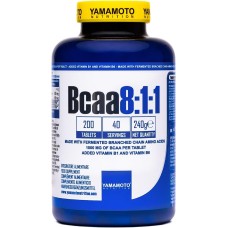 Bcaa 8:1:1 integratore alimentare di aminoacidi a catena ramificata con vitamine B1 e B6 200 compresse, Yamamoto