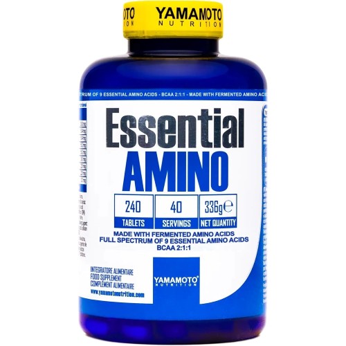YAMAMOTO NUTRITION Essential AMINO 240 Compresse, Integratore di Amminoacidi Essenziali Fermentati EAA e Ramificati BCAA 2:1:1, Integratore per Sportivi