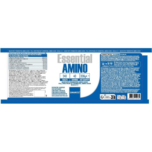 YAMAMOTO NUTRITION Essential AMINO 240 comprimés, Complément en Acides Aminés Essentiels Fermentés EAA et Ramifiés BCAA 2:1:1, Complément pour Sportifs YAMAMOTO NUTRITION Essential AMINO 240 comprimés, Complément en Acides Aminés Essentiels Fermentés EAA et Ramifiés BCAA 2:1:1, Complément pour Sportifs
