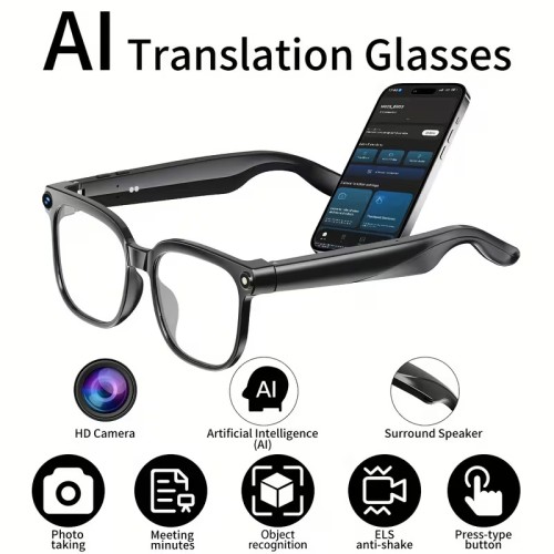 Occhiali Intelligenti con Fotocamera, Fotocromatico, Registrazione Video HD 1080P, con Assistente AI & Traduzione Live