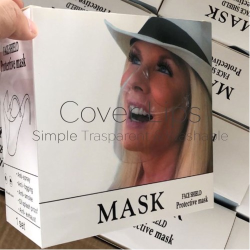 Cover Lips, visiera trasparente, copre bocca e naso Cover Lips, visiera trasparente, copre bocca e naso