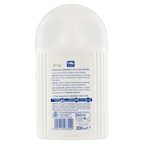 CHILLY detergente intimo neutro ml 200 CHILLY detergente intimo neutro ml 200