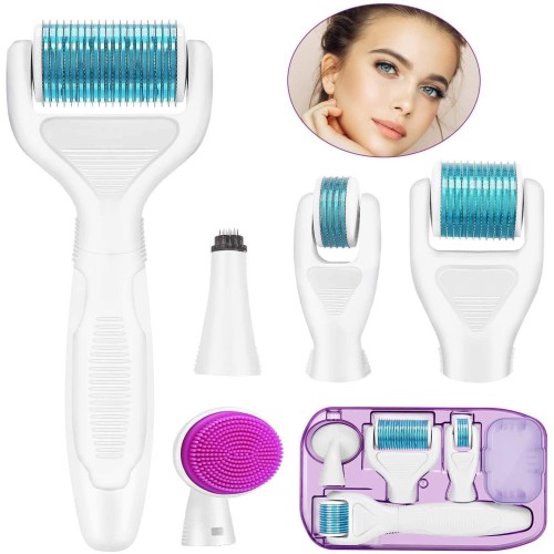 Derma Roller con Spazzola Silicone Pulizia Viso per Anti Acne Derma Roller con Spazzola Silicone Pulizia Viso per Anti Acne