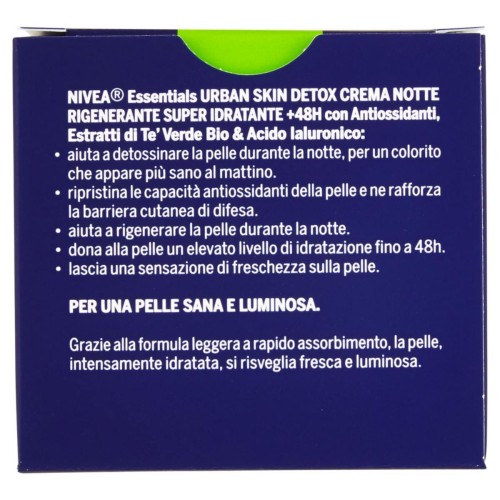 NIVEA Essentials Urban Skin Detox Crema Notte Rigenerante 50 ml NIVEA Essentials Urban Skin Detox Crema Notte Rigenerante 50 ml