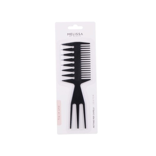 Pettine Tre In Uno per capelli 20 x 7cm nero