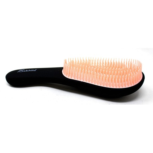 Entwirrende, entwirrende Haarbürste, Farbe Schwarz mit pfirsichfarbener Innenseite Entwirrende, entwirrende Haarbürste, Farbe Schwarz mit pfirsichfarbener Innenseite