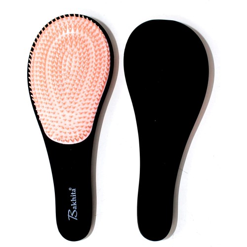 Entwirrende, entwirrende Haarbürste, Farbe Schwarz mit pfirsichfarbener Innenseite Entwirrende, entwirrende Haarbürste, Farbe Schwarz mit pfirsichfarbener Innenseite
