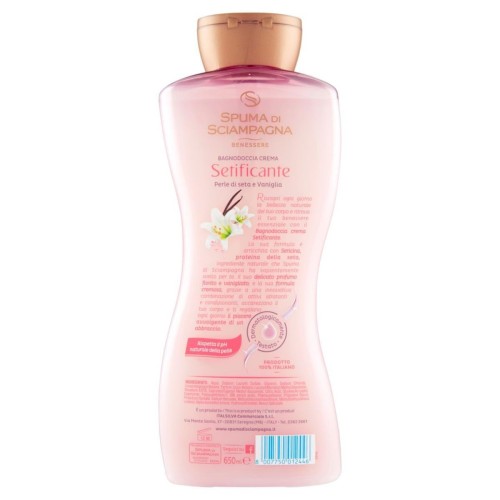 Spuma di Sciampagna Benessere Setificante Bagnodoccia Crema Perle di seta e Vaniglia 650 ml Spuma di Sciampagna Benessere Setificante Bagnodoccia Crema Perle di seta e Vaniglia 650 ml