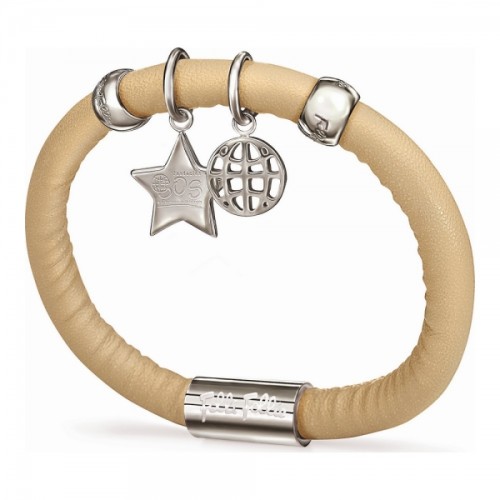 Bracciale da Donna, Folli Follie, colore avorio, 16 cm, in pelle