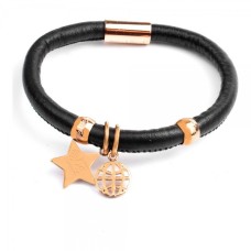 Bracciale da Donna, Folli Follie, colore Nero, 12 cm, materiale in pelle