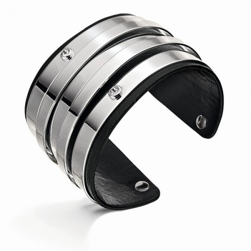 Bracciale da Donna, Folli Follie, argentato, rivestimento interno simil in pelle