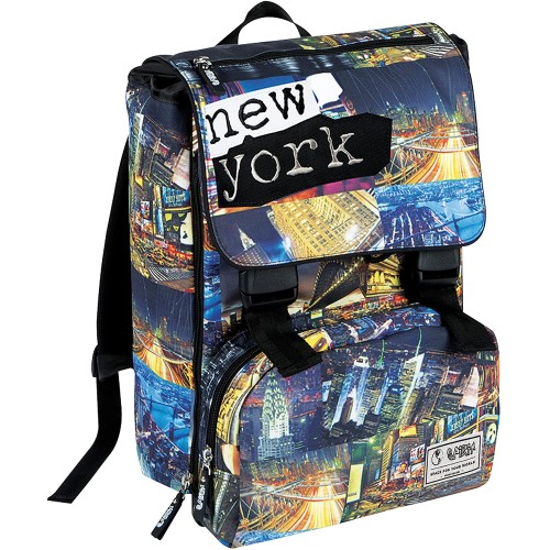 Zaino estensibile, stampa New York, con set scolastico