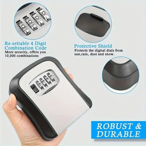 Cassetta di sicurezza per esterno, con combinazione codice, ideale per depositare chiavi, materiale in ABS resistente Cassetta di sicurezza per esterno, con combinazione codice, ideale per depositare chiavi, materiale in ABS resistente