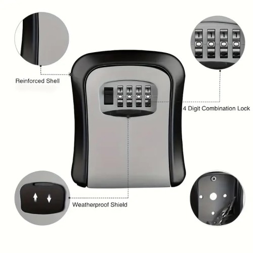 Cassetta di sicurezza per esterno, con combinazione codice, ideale per depositare chiavi, materiale in ABS resistente Cassetta di sicurezza per esterno, con combinazione codice, ideale per depositare chiavi, materiale in ABS resistente