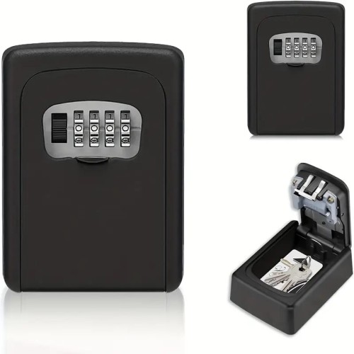 Cassa forte per chiavi, per esterno in metallo, con combinazione codice, ideale per depositare chiavi, materiale in metallo, colore nero