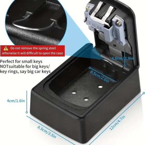 Cassa forte per chiavi, per esterno in metallo, con combinazione codice, ideale per depositare chiavi, materiale in metallo, colore nero Cassa forte per chiavi, per esterno in metallo, con combinazione codice, ideale per depositare chiavi, materiale in metallo, colore nero