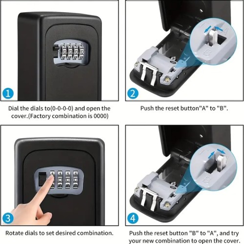 Cassa forte per chiavi, per esterno in metallo, con combinazione codice, ideale per depositare chiavi, materiale in metallo, colore nero Cassa forte per chiavi, per esterno in metallo, con combinazione codice, ideale per depositare chiavi, materiale in metallo, colore nero