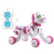 RoboDog Dimei 9007 il cane robot intelligente, 2.4g Wireless radio comando, bianco rosa