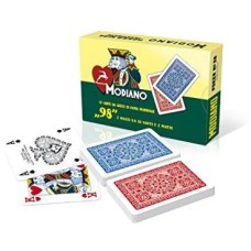 Carte da gioco Modiano, Carte da poker italiane, Ramino, Burraco, Scala quaranta, 54 x2 carte plastificate, mazzo da 98 carte
