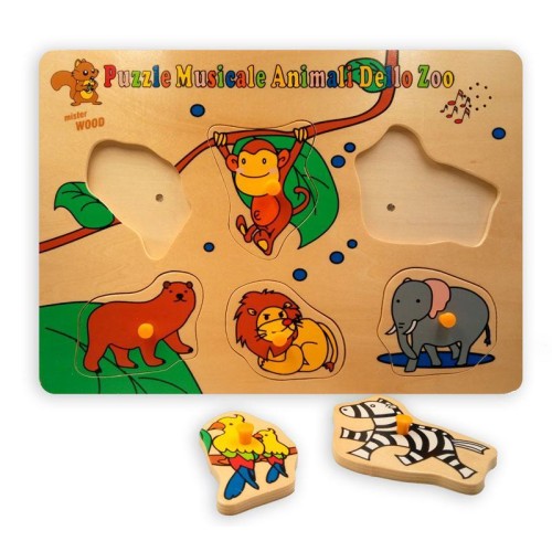 Puzzle con animali in legno con effetti musicali