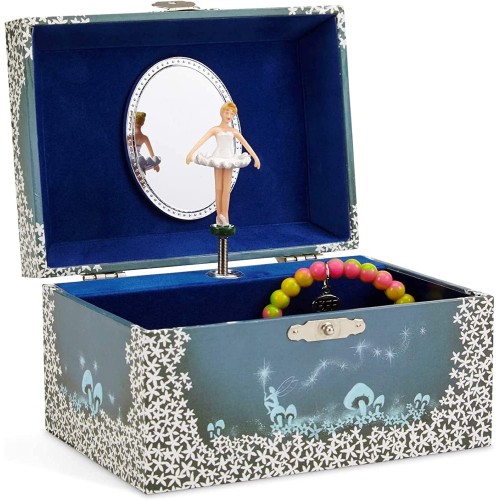 Porta Gioielli con Fatina Roteante Blu e Stella Bianca, Melodia Lago dei Cigni, JewelKeeper