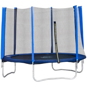 Trampolino elastico, Tappeto Elastico per Bambini e Adulti con Rete e Bordo Imbottito Φ 244 x 244 cm - Blu/Nero