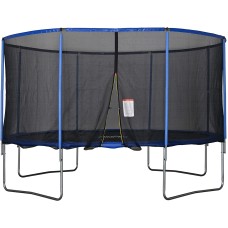 Trampolino elastico, Tappeto Elastico per Bambini e Adulti con Rete e Bordo Imbottito Φ 426 x 269 cm - Blu/Nero
