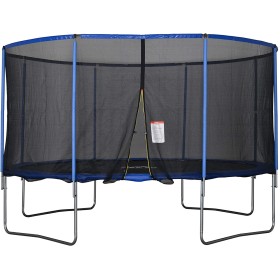 Trampolino elastico, Tappeto Elastico per Bambini e Adulti con Rete e Bordo Imbottito Φ 426 x 269 cm - Blu/Nero