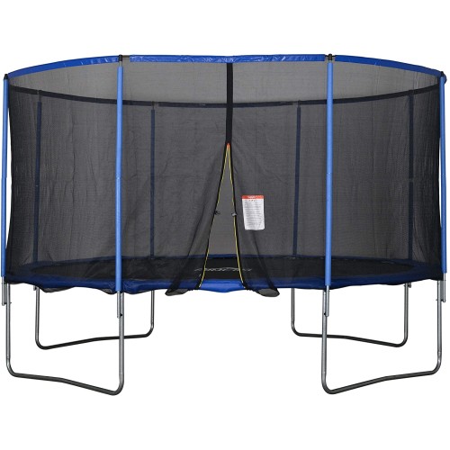 Trampolino elastico, Tappeto Elastico per Bambini e Adulti con Rete e Bordo Imbottito Φ 426 x 269 cm - Blu/Nero