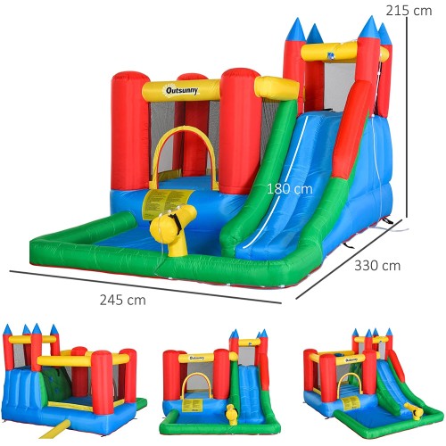 Gioco Gonfiabile per Bambini 3-8 Anni con Scivolo e Piscina