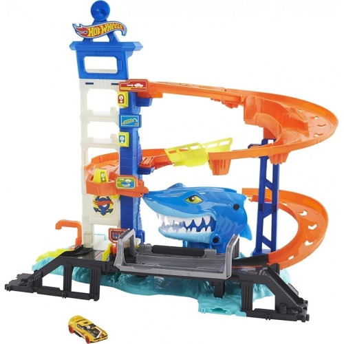 Hot Wheels City Parkgarage con Attacco Squalo – Set Gioco + Auto
