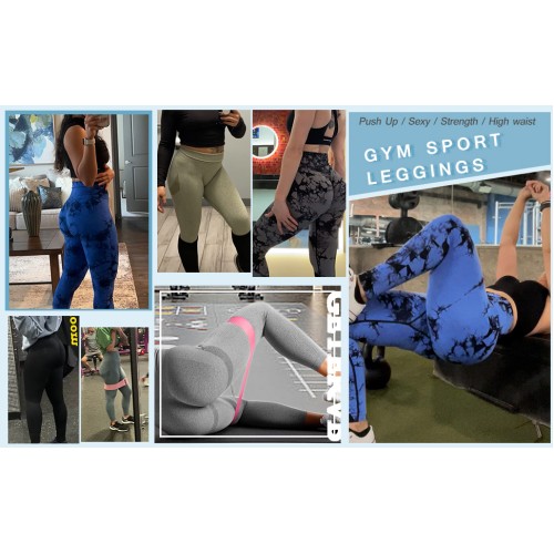 Leggings sportivi donna, vita alta pancia piatta, Push Up, vita alta, Opaco scrunch, Pantaloni palestra fitness per yoga jogging, Blu Nero