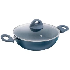 Casseruola in Alluminio, coperchio in vetro temperato, diametro 24 cm