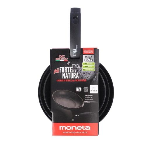 Set 3 Padelle, 20 cm/24 cm/28 cm, marca Moneta Etnea Set 3 Padelle, 20 cm/24 cm/28 cm, marca Moneta Etnea