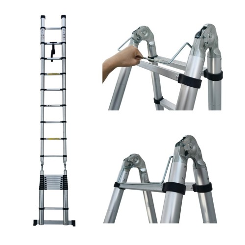 Scala Telescopica in Alluminio 5 m – Pieghevole Portatile, Certificata EN131, Portata 150 kg Scala Telescopica in Alluminio 5 m – Pieghevole Portatile, Certificata EN131, Portata 150 kg