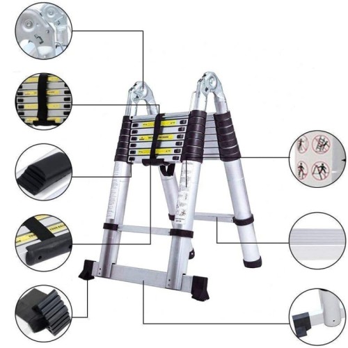 Scala Telescopica in Alluminio 5 m – Pieghevole Portatile, Certificata EN131, Portata 150 kg Scala Telescopica in Alluminio 5 m – Pieghevole Portatile, Certificata EN131, Portata 150 kg